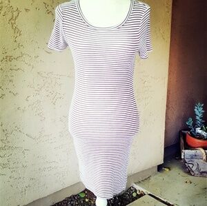 One‎ Story - Maroon & White Stripe Dress